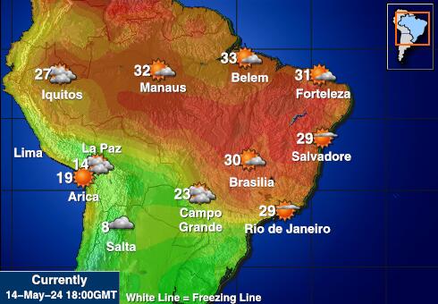 Pérou Carte des températures de Météo 