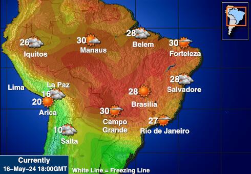 Perú Mapa de temperatura Tiempo 
