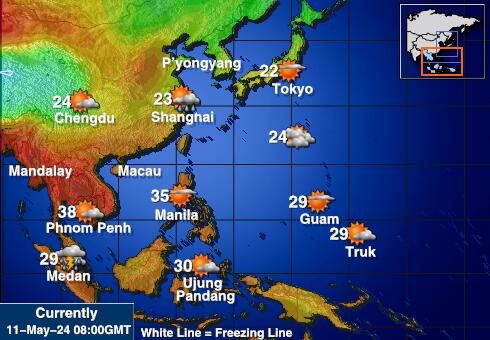 Filipíny Mapa počasí teplota 