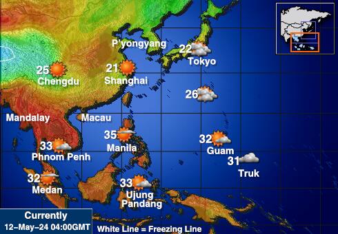 फिलीपींस मौसम का तापमान मानचित्र 