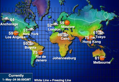 Питкэрн Карта погоды Температура 
