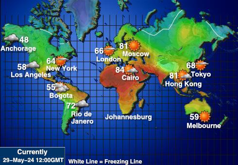 Питкэрн Карта погоды Температура 