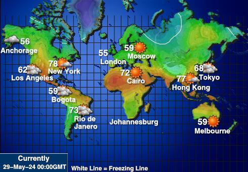 Pitcairn Carte des températures de Météo 
