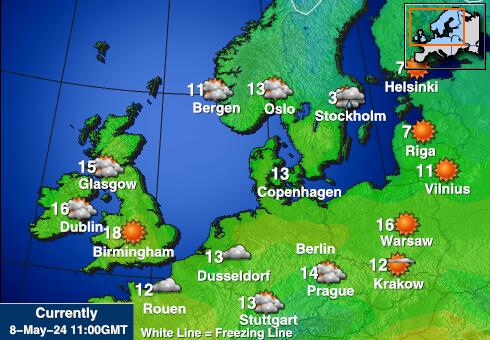Пољска Временска прогноза, Температура, Карта 