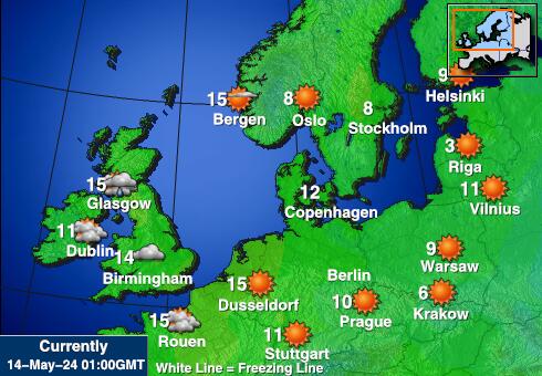 Polska Temperatura Mapa pogody 