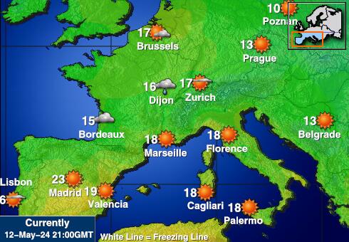 Португалија Временска прогноза, Температура, Карта 