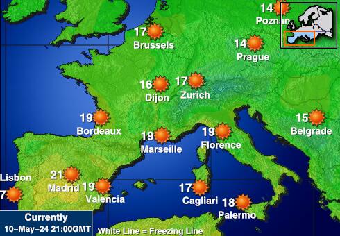 Portugal Peta suhu cuaca 
