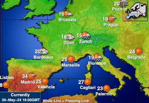 Португалия Температурна карта за времето 