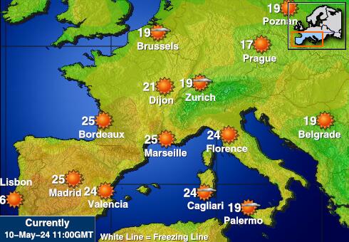 Portugalia Temperatura Mapa pogody 