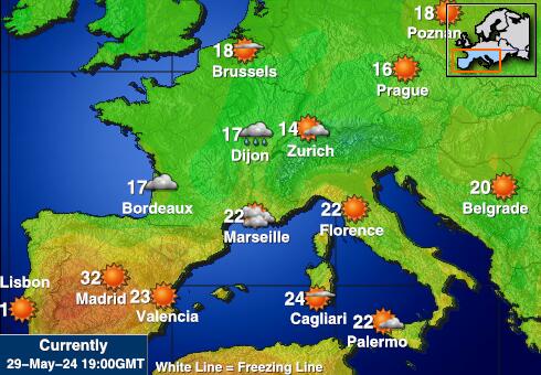Portugal Mapa temperatura Tempo 