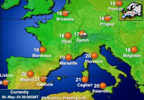 Portugal Ilm temperatuur kaart 