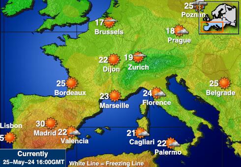 البرتغال خريطة درجة حرارة الطقس 