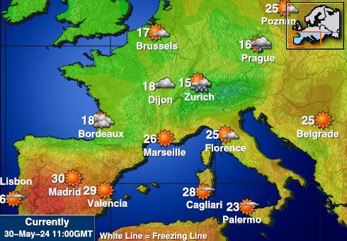Portugal Vejret temperatur kort 