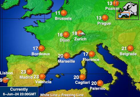Portugal Mapa de temperatura Tiempo 