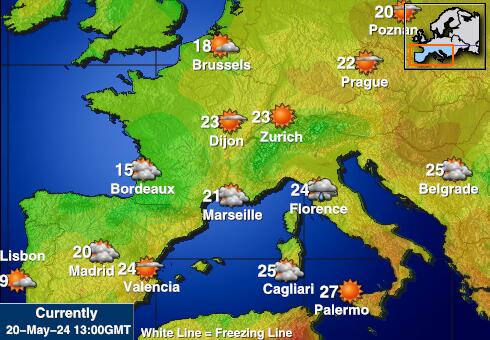 Portugalia Temperatura Mapa pogody 