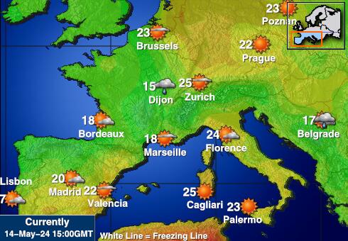 Πορτογαλία Θερμοκρασία Καιρός χάρτη 
