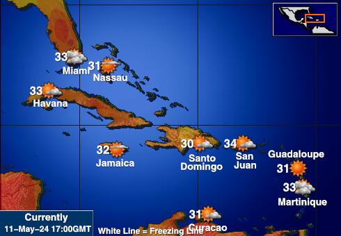 Portoriko Vremenska prognoza, Temperatura, karta 