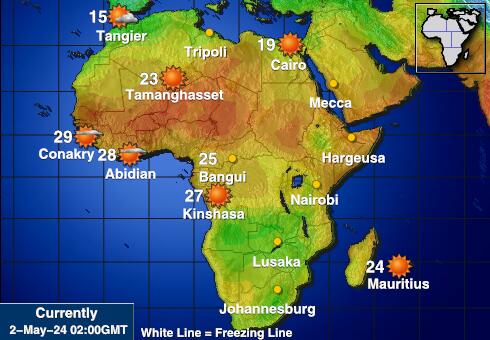 Réunion Vremenska prognoza, Temperatura, karta 