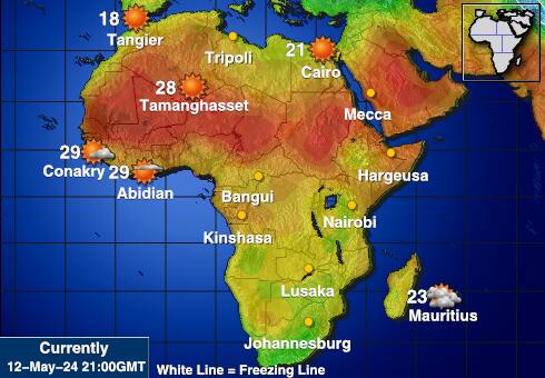 Реюньон Карта температури погоди 