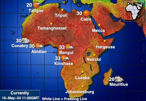 Réunion Peta suhu cuaca 