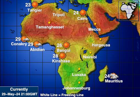 Реюнион Температурна карта за времето 