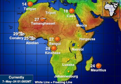 Реюньон Карта погоды Температура 