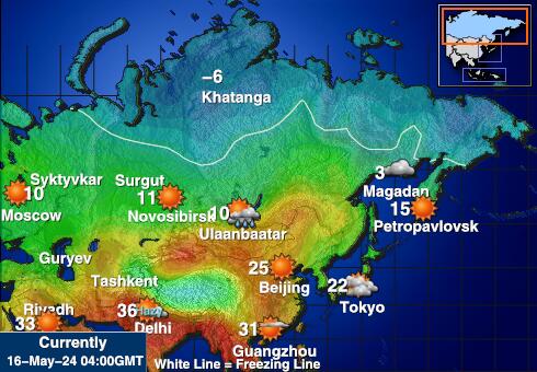 Русија Временска прогноза, Температура, Карта 