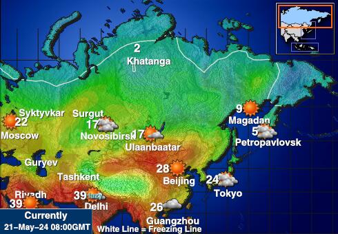 Rusland Weer temperatuur kaart 
