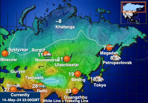 Oroszország Időjárás hőmérséklet térképen 