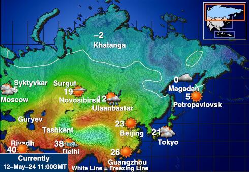 Russie Carte des températures de Météo 