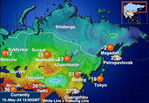 Rusia Mapa de temperatura Tiempo 