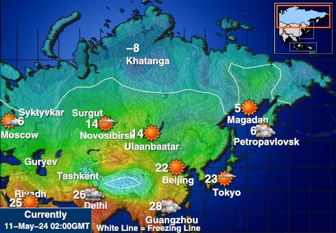 روسيا خريطة درجة حرارة الطقس 