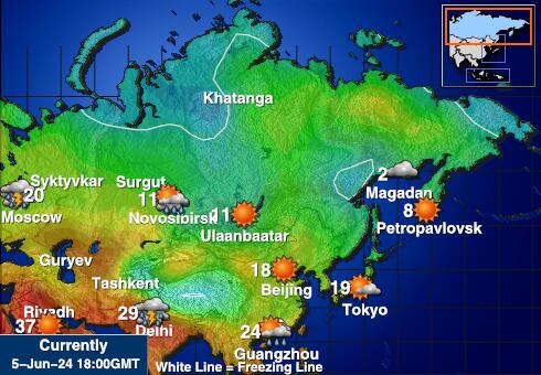Rusko Mapa počasí teplota 