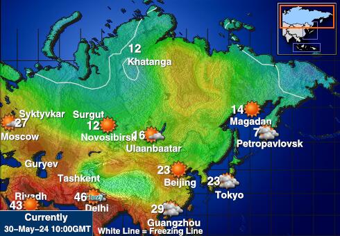 Rusia Harta temperaturii vremii 