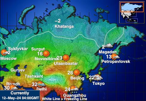 Rusko Mapa teplôt počasia 