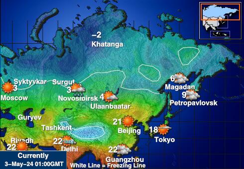 Russia Mapa temperatura Tempo 