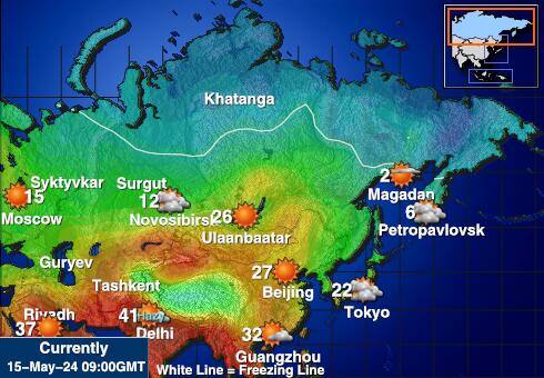 Rusia Harta temperaturii vremii 