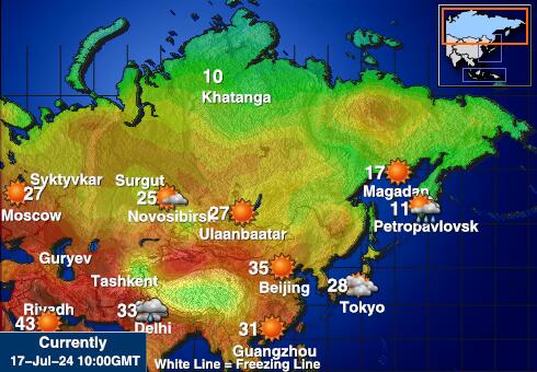 รัสเซีย แผนที่อุณหภูมิสภาพอากาศ 