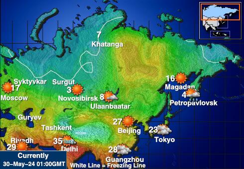 Oroszország Időjárás hőmérséklet térképen 