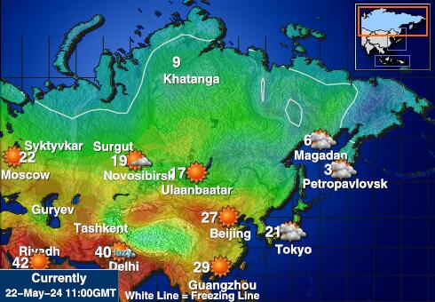 Russie Carte des températures de Météo 