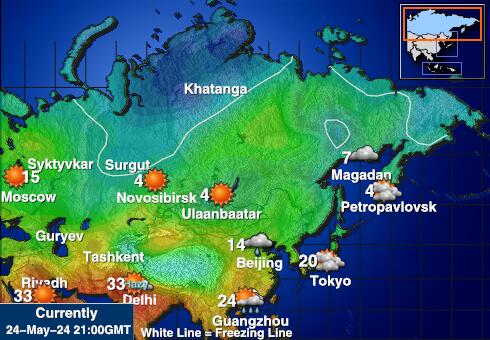 Ryssland Vädertemperaturkarta 