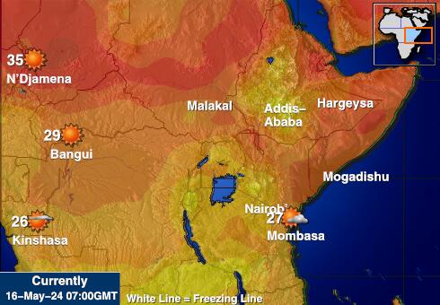 Ruanda Wetter Temperaturkarte 