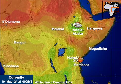 Rwanda Vejret temperatur kort 