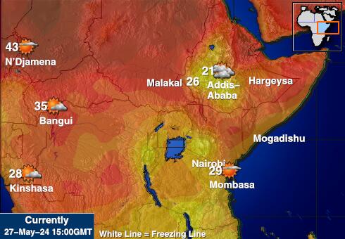 Rwanda Ilm temperatuur kaart 