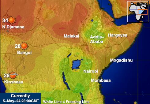 Руанда Температурна карта за времето 