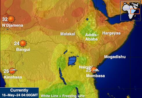 Ruandában Időjárás hőmérséklet térképen 