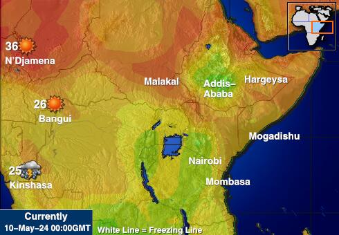 Ruanda Mapa de temperatura Tiempo 