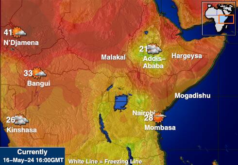 Ruandában Időjárás hőmérséklet térképen 