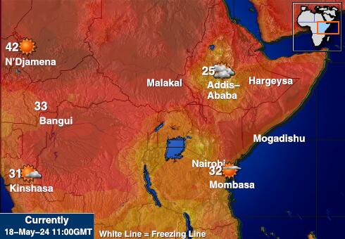 Руанда Карта погоды Температура 