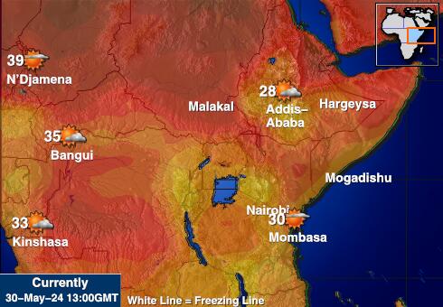 Rwanda Peta suhu cuaca 